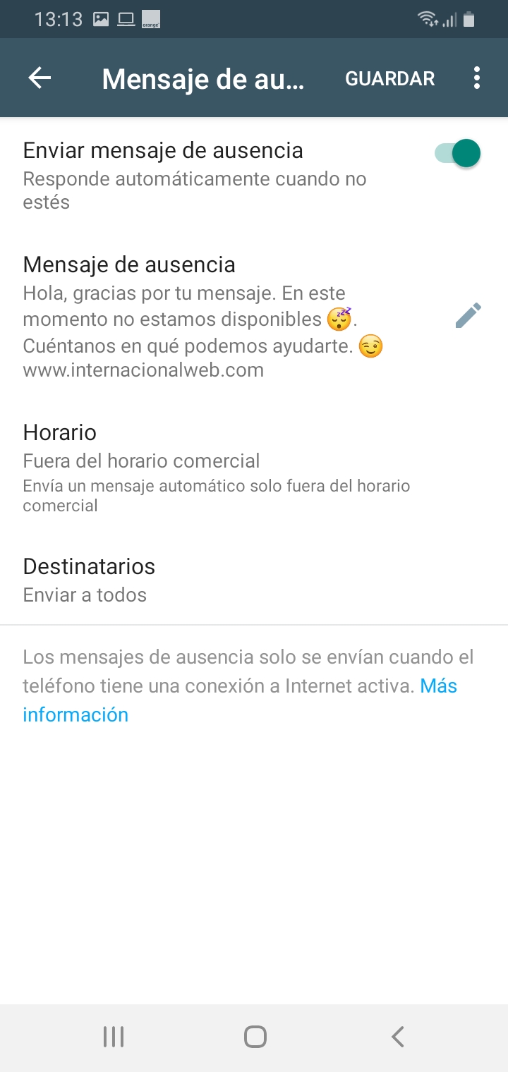 Respuestas automáticas de WhatsApp Business